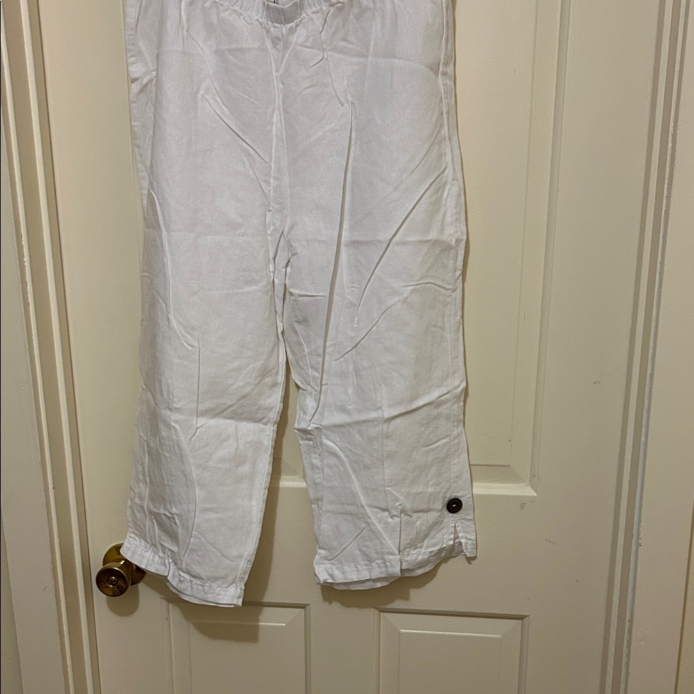 White Linen Cropped Pants